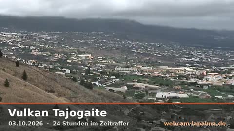 Vulkan Tajogaite am 3. Oktober 2026 (Bild aus dem Zeitraffer)