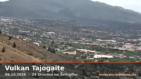 Vulkan Tajogaite am 6. Oktober 2026 (Bild aus dem Zeitraffer)