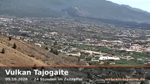 Vulkan Tajogaite am 5. Oktober 2026 (Bild aus dem Zeitraffer)