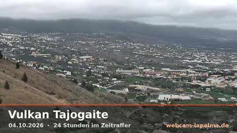 Vulkan Tajogaite am 4. Oktober 2026 (Bild aus dem Zeitraffer)
